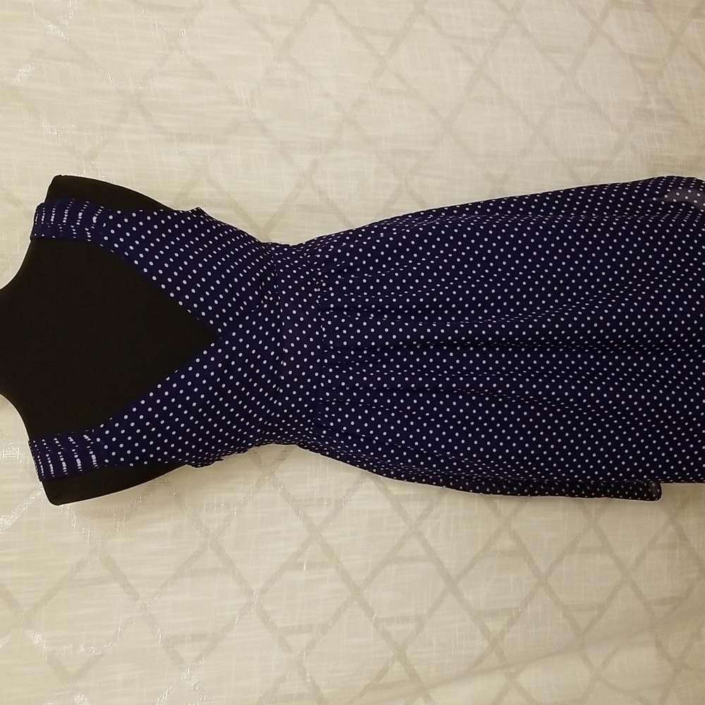 Gap Dress Womens Size 8 Blue White Sleeveless Polka Dot Preppy Summer - Picture 7 of 13